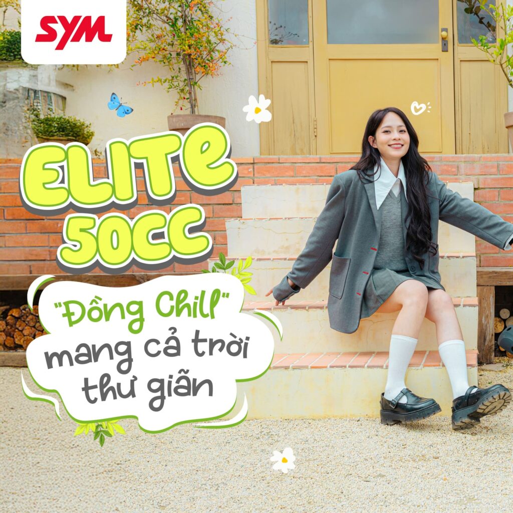 Xe Ga 50cc Elite SYM Đen Mờ/Đỏ Mận